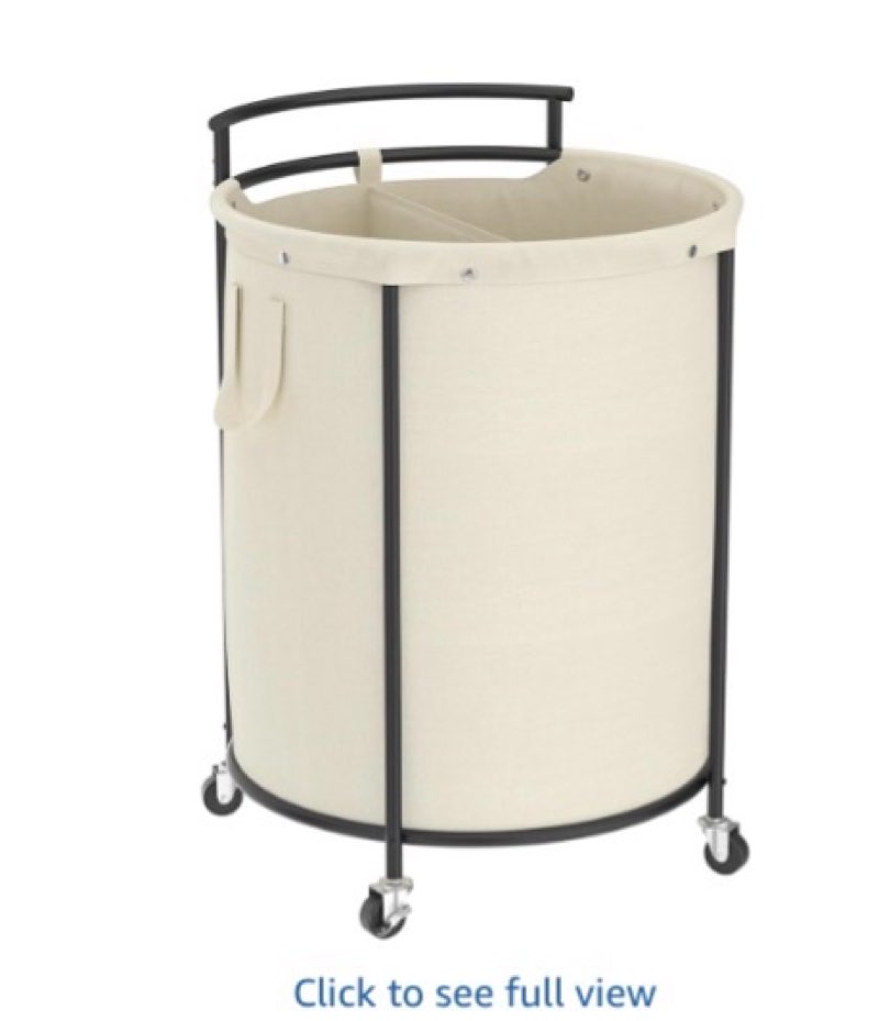Chrislley 200L Laundry Basket with Wheels,2 section Rolling Laundry Hamper with Removable Bag,Round Laundry Cart with Steel Frame and Handle,Large Dirty Clothes Hamper for Laundry Room,Bedroom(Beige)