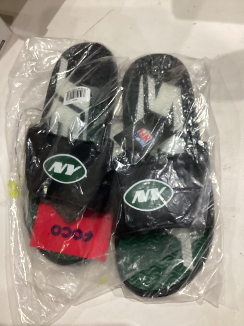 Condition photo showing New/Like New for FOCO NFL Mens Gradient Wordmark Gel Slide New York Jets 9-10 Gradient Wordmark