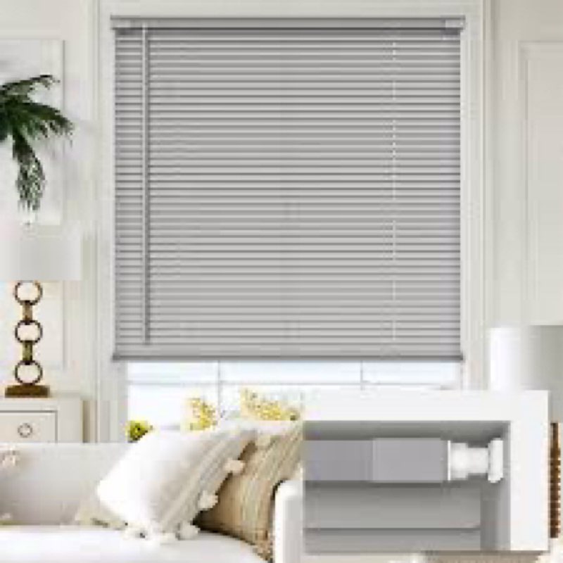 LazBlinds No Tools No Drill 1" Vinyl Mini Blinds, Cordless Blinds for Windows, Light Filtering Horizontal Window Blinds & Shades, 21" W x 48" H, Grey