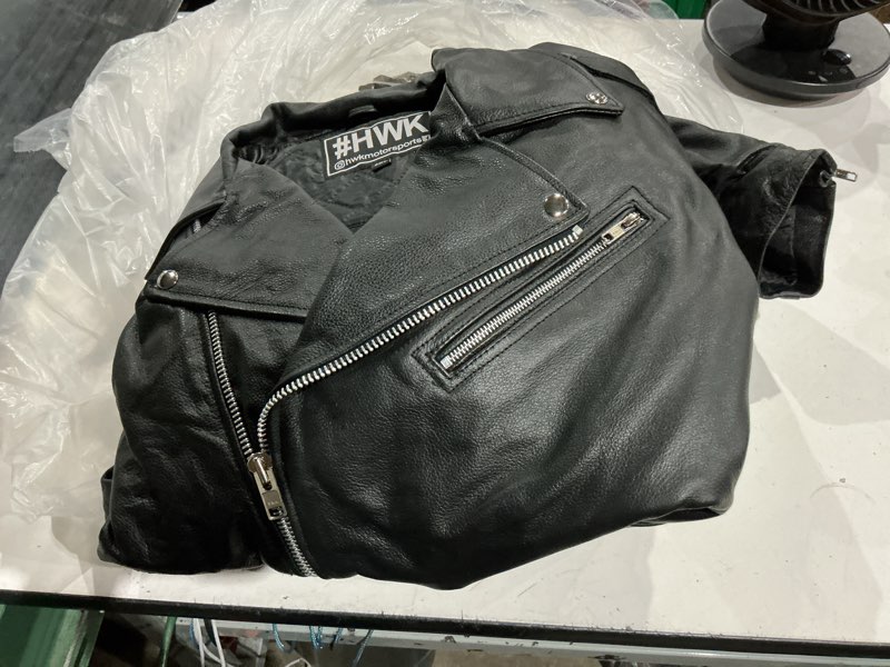 Condition photo showing As Is for hwk brando leather motorcycle jacket for men, genuine black leather jacket with removable ce armor for motorbike riding xx-large black