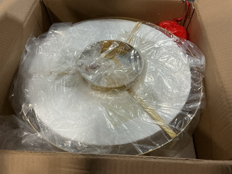 Condition photo showing Good Condition for Gold Flush Mount Ceiling Light Crystal Ceiling Light Fixtures Modern 4-Light Drum Shade Flush Mount Crystal Ceiling Lighting for Living Room Bedroom, 16-Inch