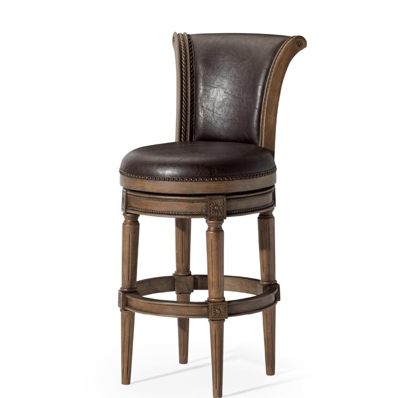 Maven Lane 31" Pullman Bar Height Bar Stool - Handcrafted Swivel Bar Stool with Walnut Finish and Marksman Saddle Vegan Leather - Bring Seamless Style and Comfort to Kitchen Islands, Dining Spaces