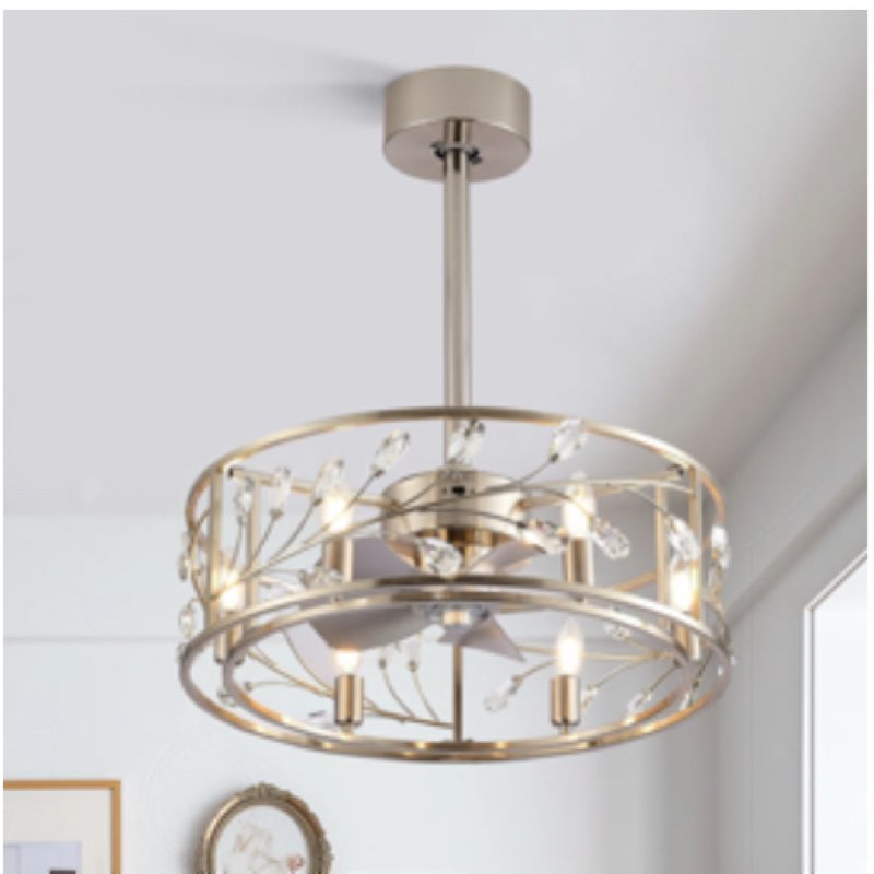  Sylvia 20" Caged Crystal Ceiling Fan With Remote Control and Light Kit Included