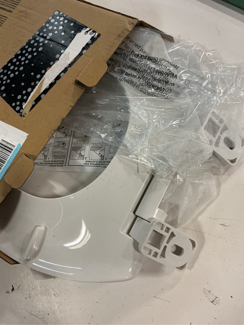 Condition photo showing As Is for american standard 5503a00b.020 transitional elongated toilet seat soft close, white elongated front