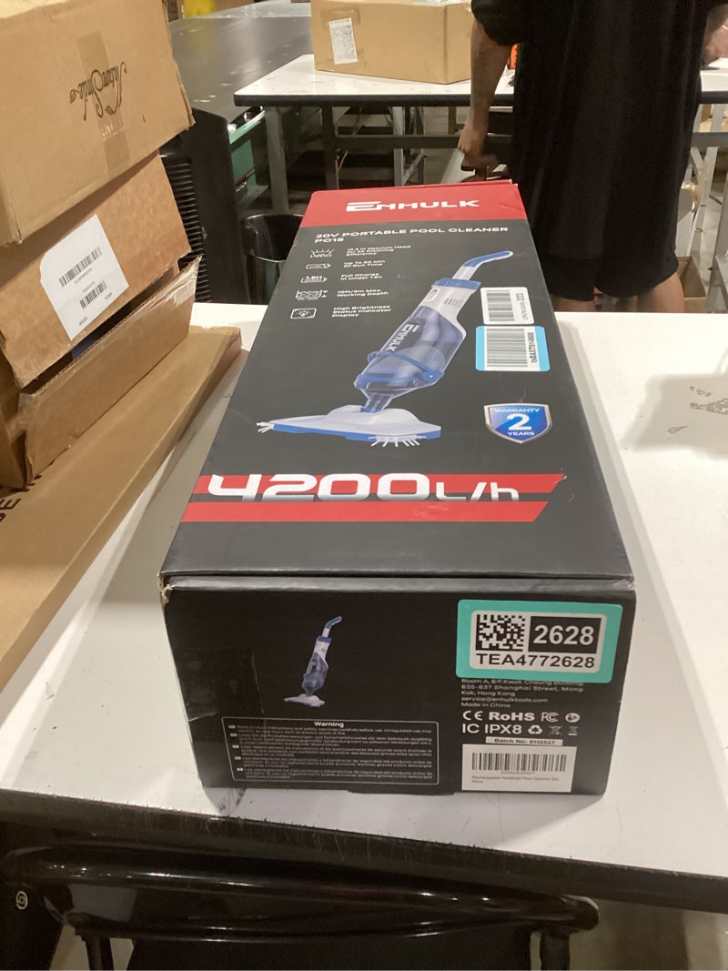 Condition photo showing New/Like New for enhulk pool vacuum for above ground pool, upgraded 13.4" wide head & telescopic pole, 18.5 gpm powerful suction, 60 mins runtime, cordless handheld rechargeable pool cleaner for inground pools, pc15 pc15 blue
