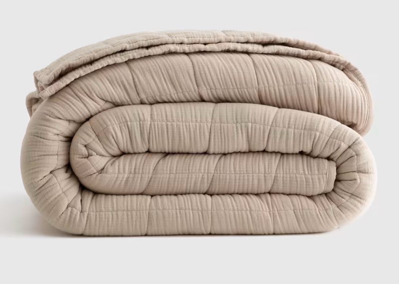 organic cotton gauze blanket, full/queen, dune