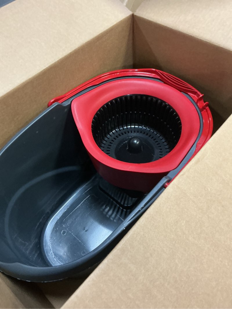 Condition photo showing As Is for ( incomplete missing piece)O-Cedar EasyWring Microfiber Spin Mop, Bucket Floor Cleaning System, Red, Gray, Standard Easywring Spin Mop & Bucket