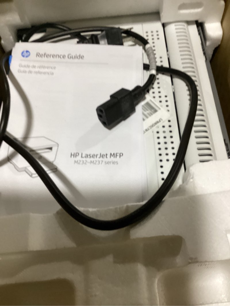 Condition photo showing As Is for hp laserjet mfp m234dw wireless printer, print, scan, copy, fast speeds, easy setup, mobile printing, best-for-small teams, instant ink eligible