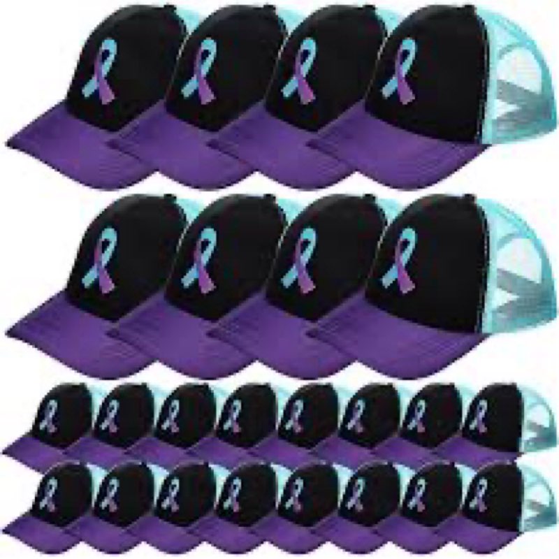 Hercicy 12 Pcs Suicide Prevention Awareness Hat Inspirational Teal Purple Ribbon Baseball Cap World 