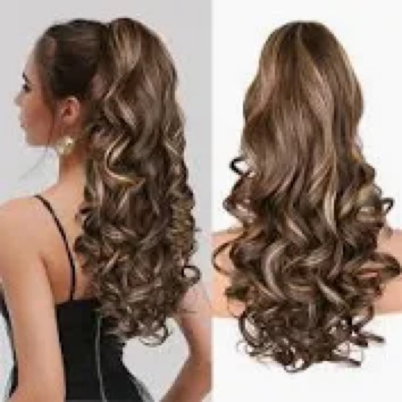 zqian beauty 26 inch ponytail extension - clip in ponytail hair extensions, curly long pony tails ha