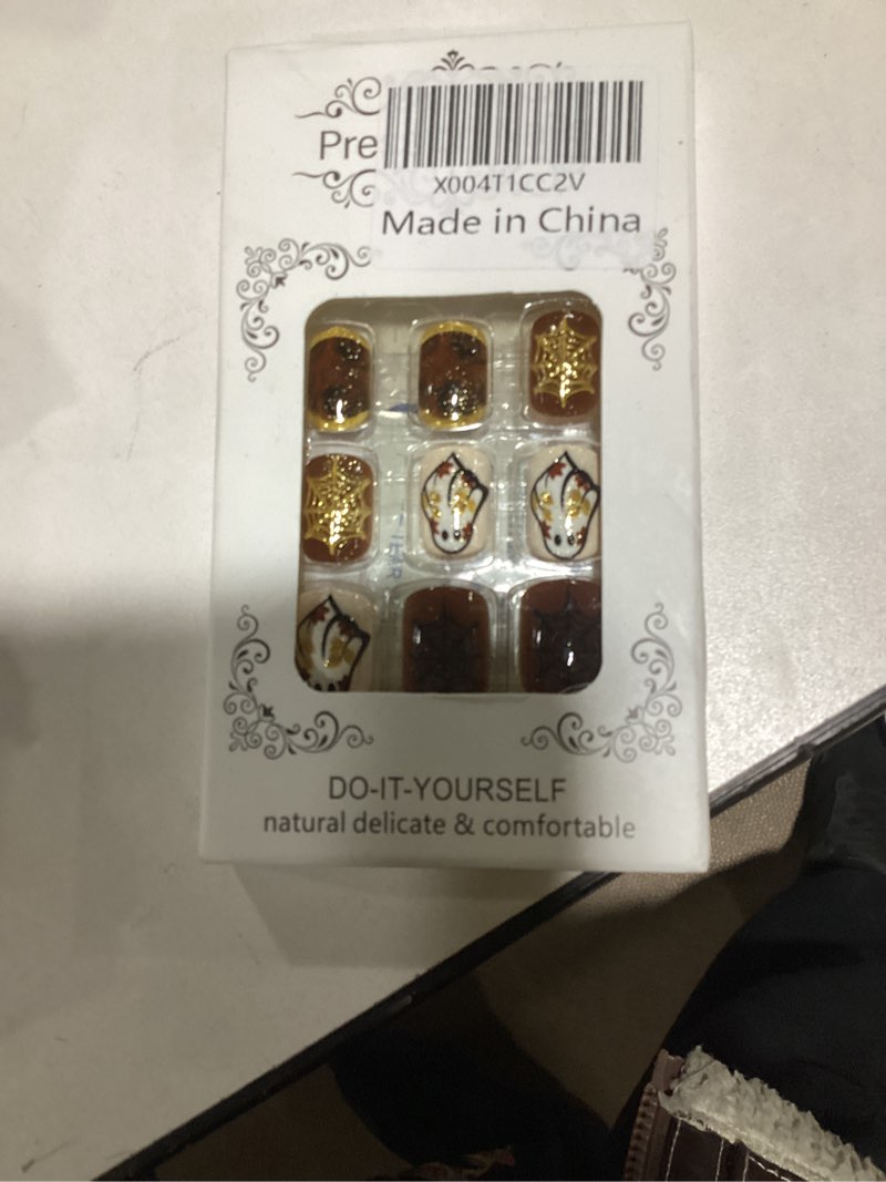 halloween press on nails french tip fake nails square short false nails with spider web designs cute