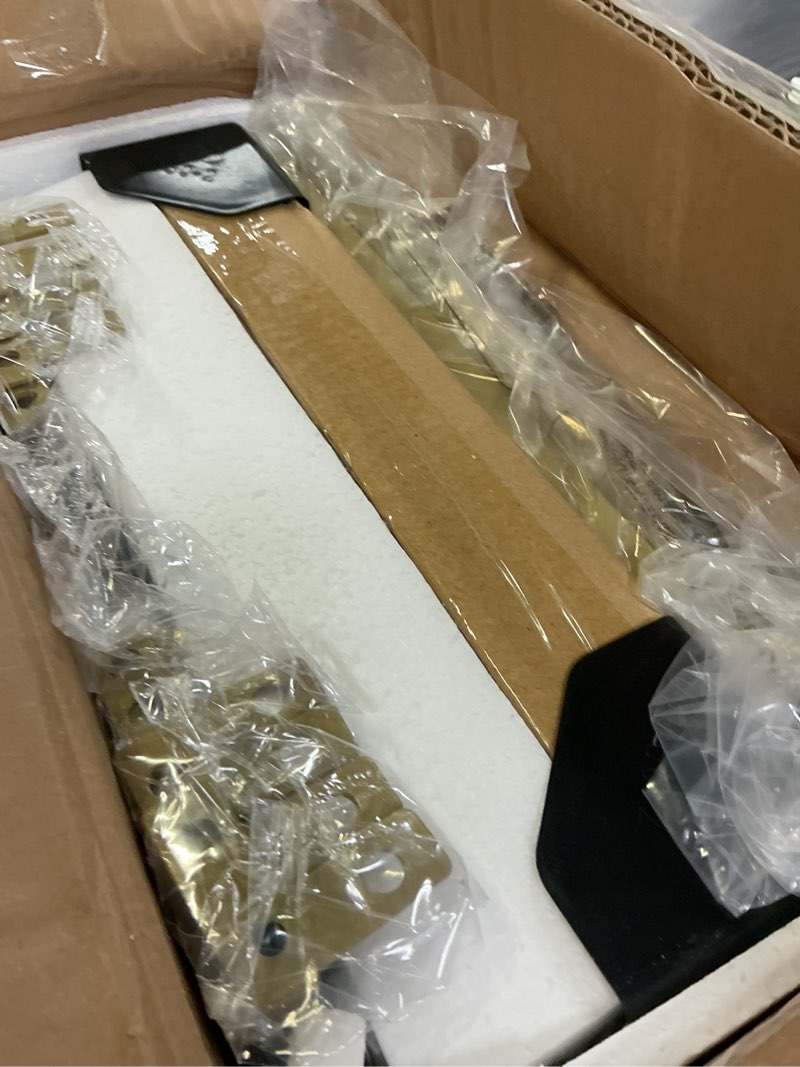 Condition photo showing New/Like New for side tables set of 2, tempered glass end table with metal frame, 3-tier small nightstands with storage shelves,tall table stand for home decor, living room, bedroom, office, gold?2 pack? gold set of 2 15"d x 11"w x 29.5"h