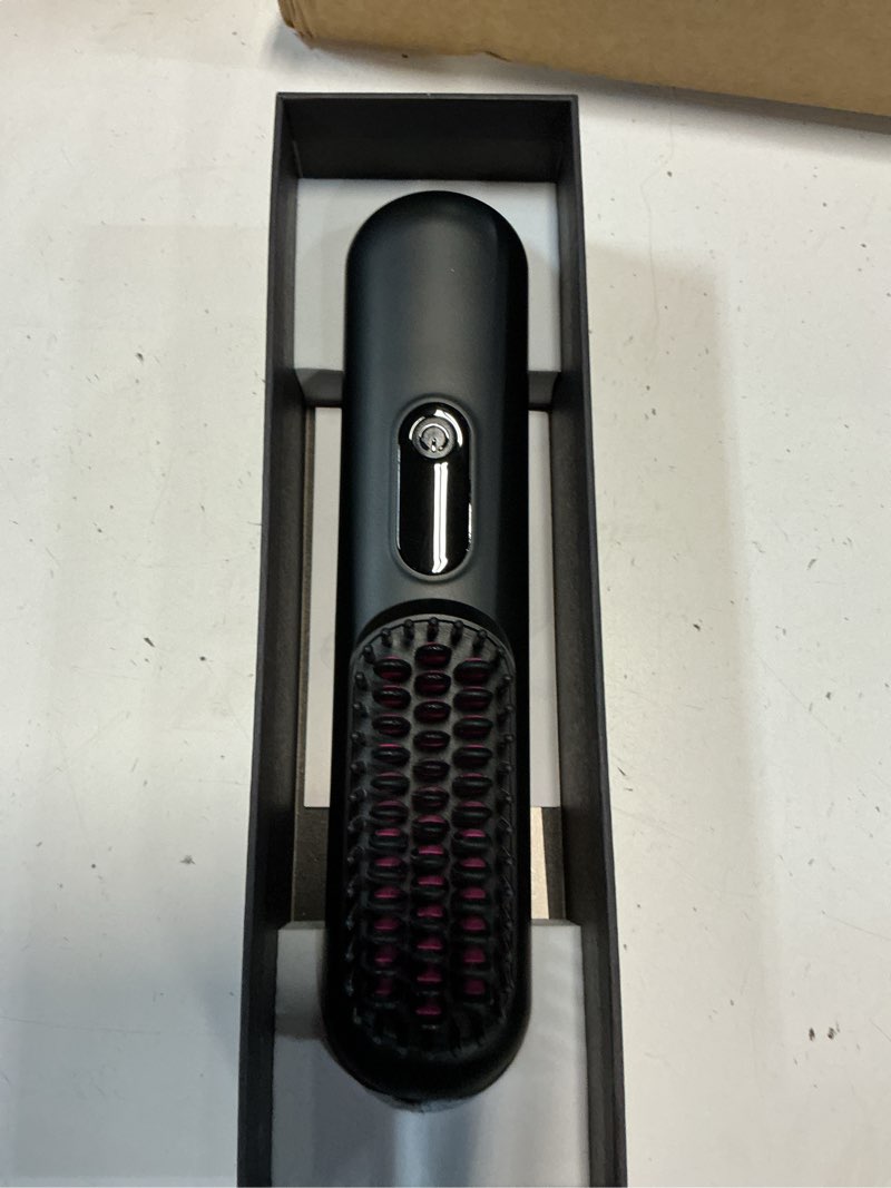 Condition photo showing As Is for go brush pro 2026, cordless hair straightener brush, mini hair straightener with 4 temperature settings, portable hair straightener brush with mch heating and ionic & ceramic care for women (black) blacklack