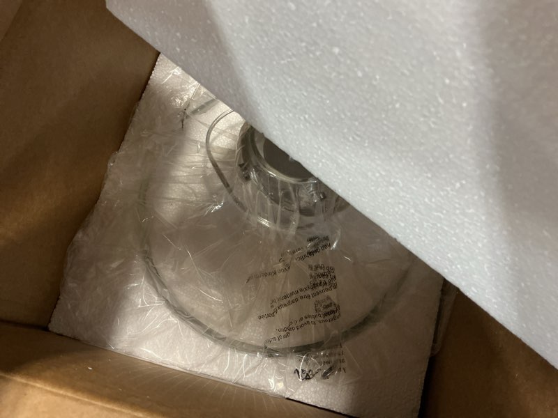 Condition photo showing Good Condition for farmhouse pendant light – hand-blown clear hammered glass shade, chrome finish, adjustable chain hanging fixture for kitchen island, dining room & hallway, 15" h x 12" d chain chrome
