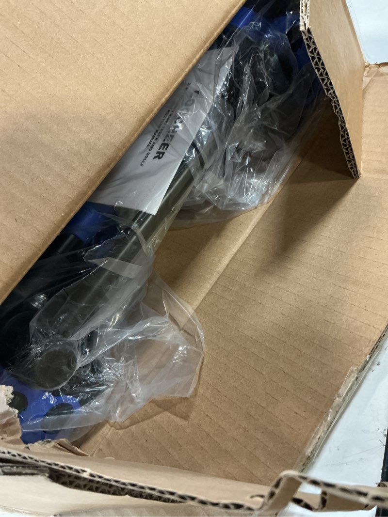 Condition photo showing New/Like New for 330lb folding hand truck heavy duty carrying, combination of four wheels and two wheels convertible dolly cart with retractable handle dolly for moving office carts(blue) 330lb blue