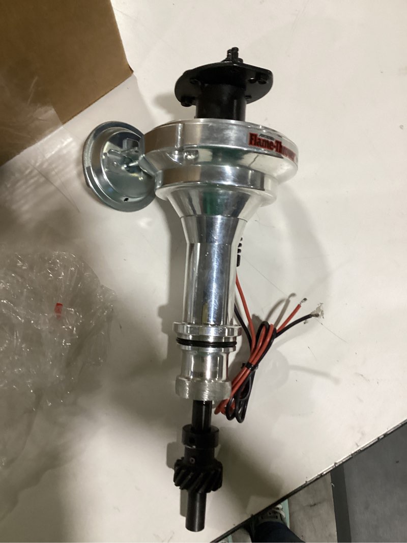 Condition photo showing As Is for Pertronix D131700 Flame-Thrower Plug and Play Vacuum Advance Black Cap Billet Electronic Distributor with Ignitor II Technology for Ford 351W