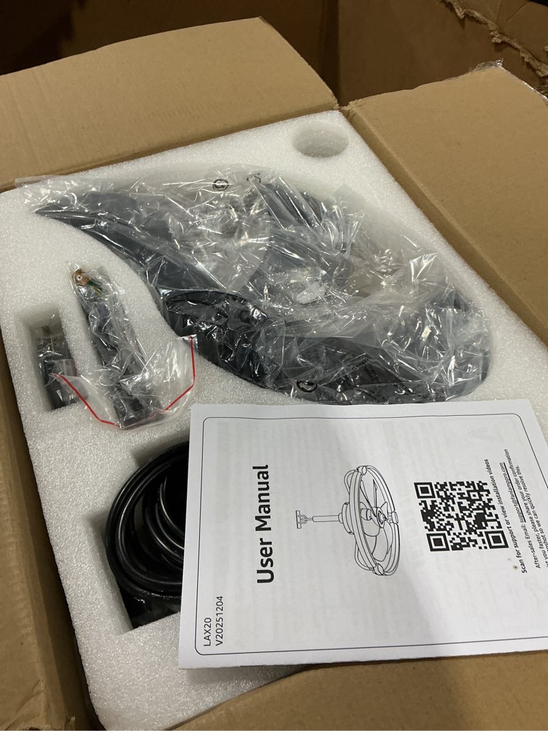 Condition photo showing Good Condition for lediary 20" outdoor ceiling fan with lights, ip65 waterproof gazebo fan with hanging hook, plug-in ceiling fan remote&app control, 3cct dimmable, 6-speeds, caged ceiling fan for gazebo,patio,pergola black 20 inch
