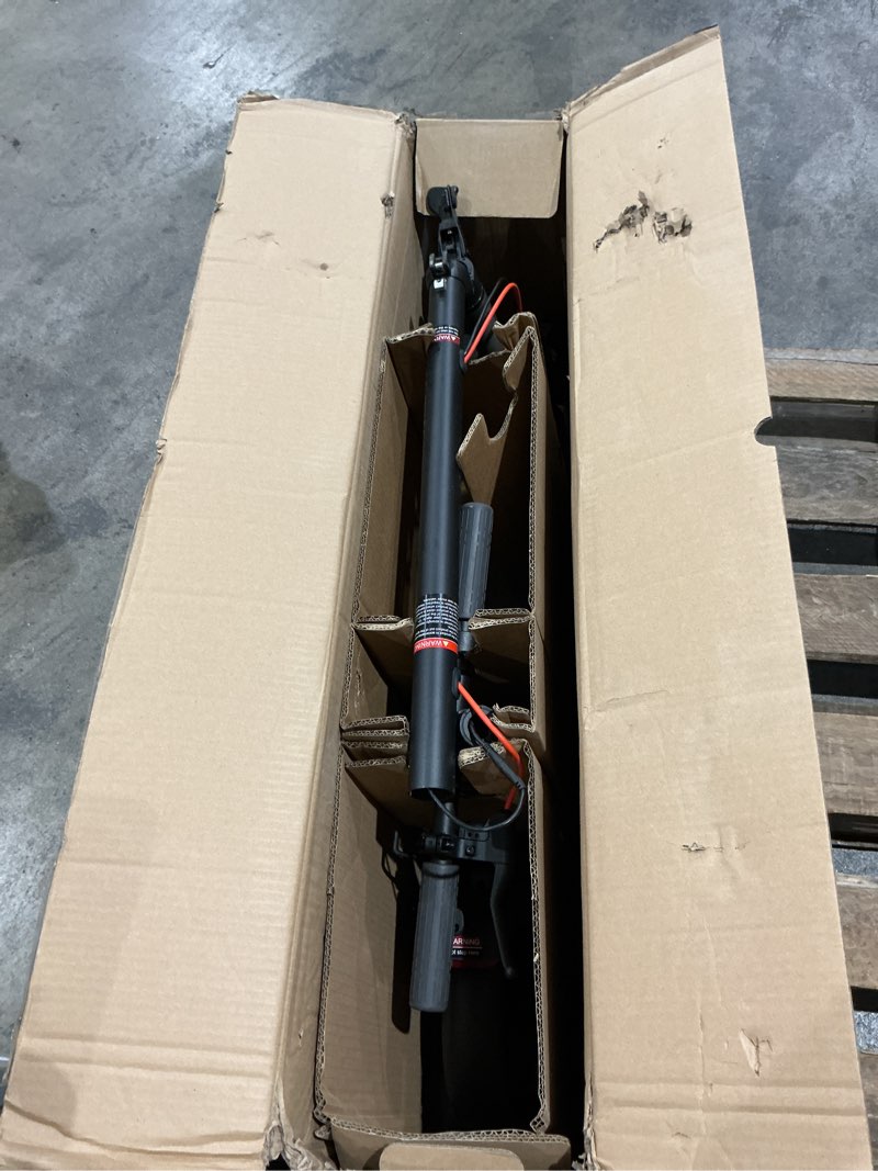 Condition photo showing As Is for electric scooter, 300w scooter with suspension,15.5mph,11miles range,7500mah battery,comfortable riding, widened deck 15.5mph-300w-front suspension