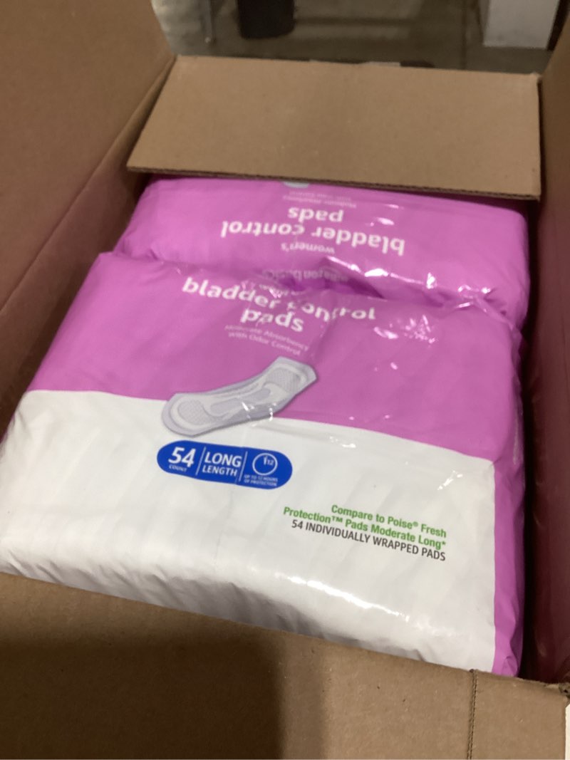 Amazon Basics Incontinence, Bladder Control Pads for Women, Moderate Absorbency, Long Length, 54 Cou