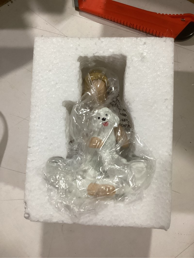 Condition photo showing New/Like New for Girl and Dog Figurine Statue – Pet Memorial Gifts for Dog Lovers, Hand-Painted Resin Statue for Tabletop, Shelf, Desk Decor - Sympathy Gift for Birthday, Christmas, Thanksgiving – White