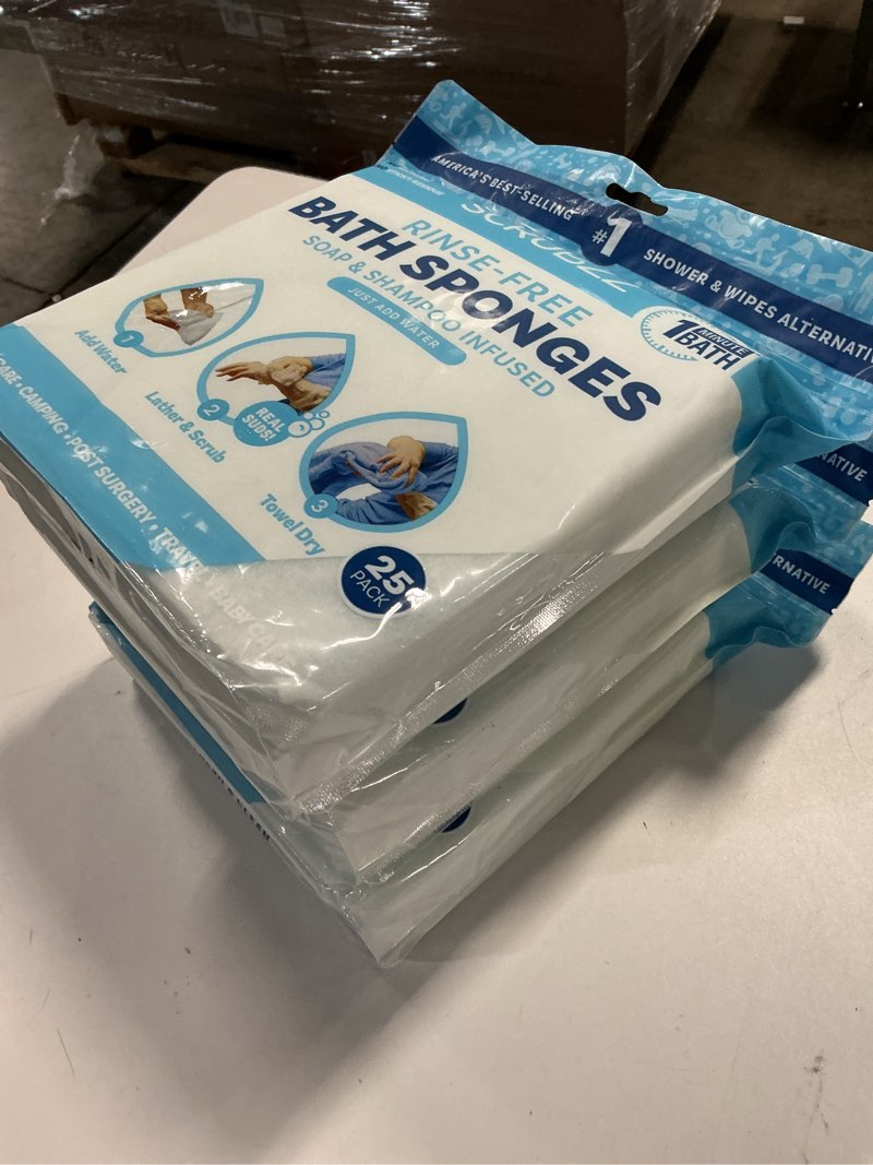 Condition photo showing New/Like New for (3 pack)carebath case of 40 rinse-free bathing sponges – 25-pack each – 1,000 wipes total – for hospitals, shelters & home care providers – unscented for institutional use