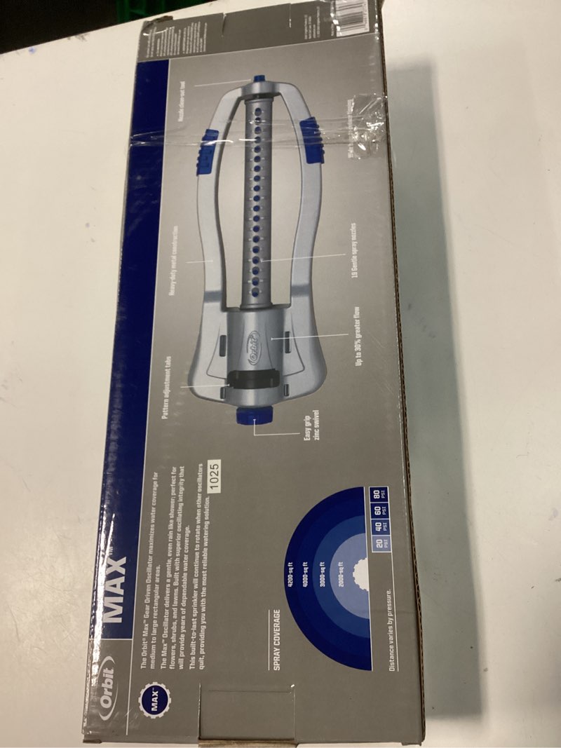 Condition photo showing Good Condition for orbit orbit max 4000-sq ft oscillating sled lawn sprinkler