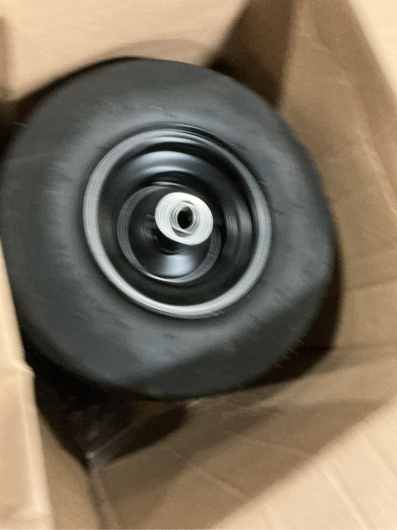 Condition photo showing Good Condition for ar-pro (2-pack) 11x4.00-5 tire and wheel assembly, 11x4-5 lawnmower tire (4-ply) and rim with tube, 3.4” centered hub with 3/4” bearings, universal lawn mower/yard tractor turf tires 11 x 4.00-5" pneumatic black(rib tread)