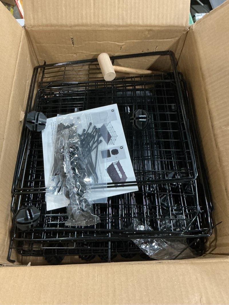 Condition photo showing As Is for 41 panels pet playpen, 35.4" l x 23.6" w x 23.6" h small animal playpen with 2 doors, c&c cage for guinea pigs,rabbit,bunny,hedgehogs, puppy play pen indoor outdoor, two-story chicken play pen 41 metal panels