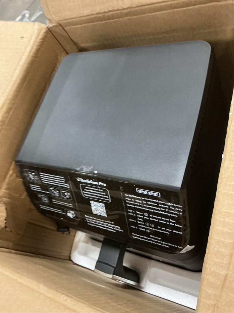 Condition photo showing As Is for Beelicious 5.8QT Large Air Fryer, 12-in-1 Digital Airfryer with Clear Window, 40+ Recipes, Flavor-Lock Tech, Shake Reminder, Compact, Quiet, Dishwasher Safe, Nonstick (Black) Dark Black