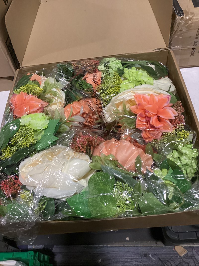 Condition photo showing As Is for spring wreaths for front door outside 24 inch luxury summer wreath with white rose flowers,pink dahlia & green hydrangeas,lush greenery spring front door wreath for home,wall,porch decor