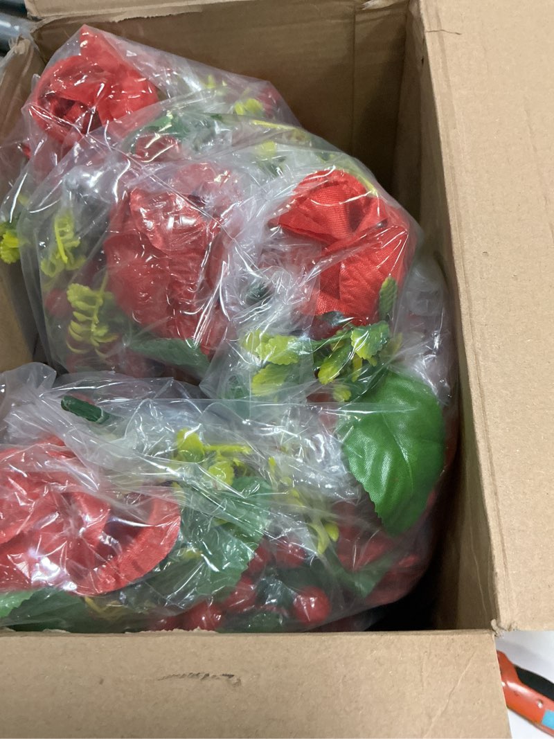 Condition photo showing Good Condition for lvxinli 2 sets artificial cemetery flowers,memorial flowers,beautiful arrangements for headstones,black plastic vase with drainage hole long spikes outdoor memorials (red)