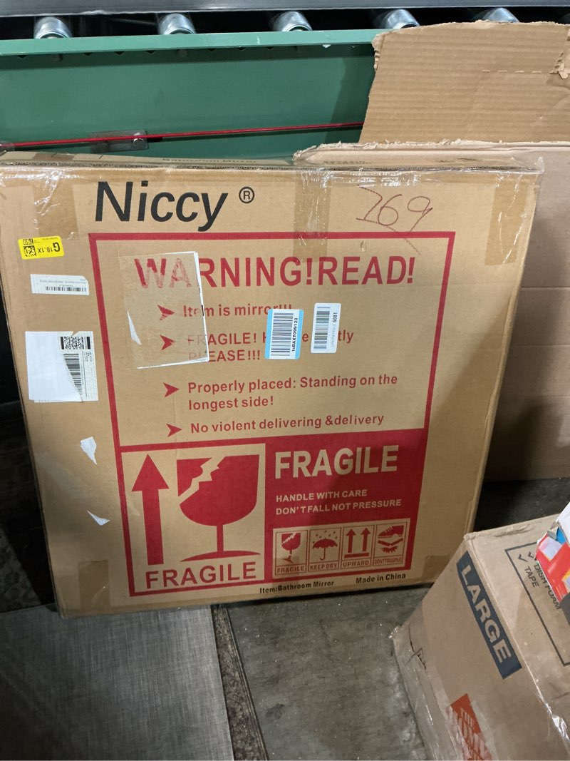 Condition photo showing New/Like New for Niccy 24 Inch Round LED Mirror with Light, Backlit/Front Lighted, Frameless Wall Mounted Bathroom Vanity, 3 Color Stepless Dimmable 3000K/4500K/6000K, Anti-Fog 24"L x 24"W