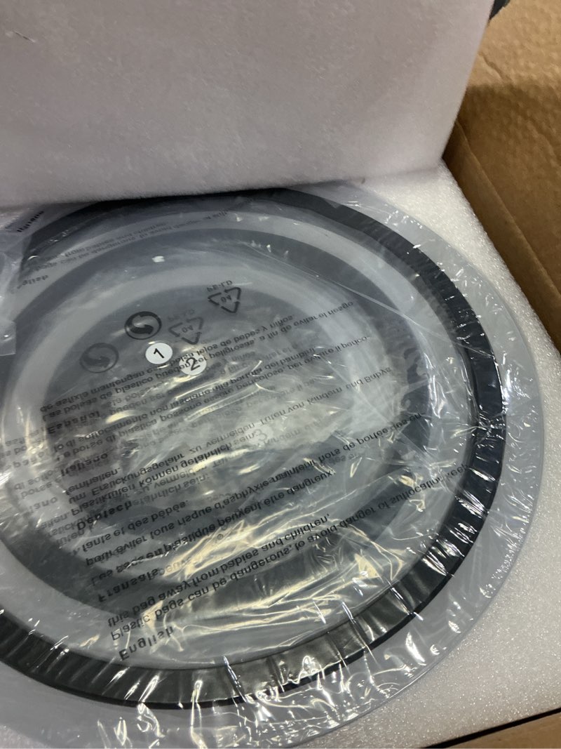 Condition photo showing New/Like New for 6 rings black modern led ceiling light fixture, flush mount ceiling light with remote dimmable brightness, adjustable 3000-6000k color temperature, timer for living room, bedroom black, 6 rings