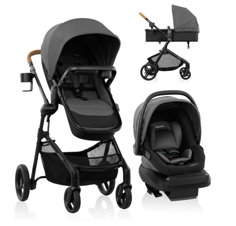 Evenflo Pivot Travel System with LiteMax NXT Infant Car Seat - Silverado Gray: Maximum Carseat Weight 30 lbs, Stroller Weight 50 lbs