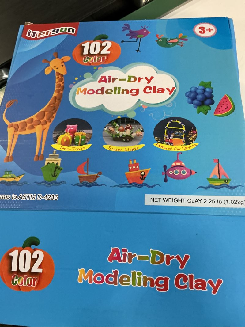 Condition photo showing Good Condition for ifergoo air dry clay for kids - 102 colors molding magic clay kit, safe & non-toxic, kids diy model art & crafts toys with sculpting tools, birthday & christmas gifts for boys & girls 3-12 years old