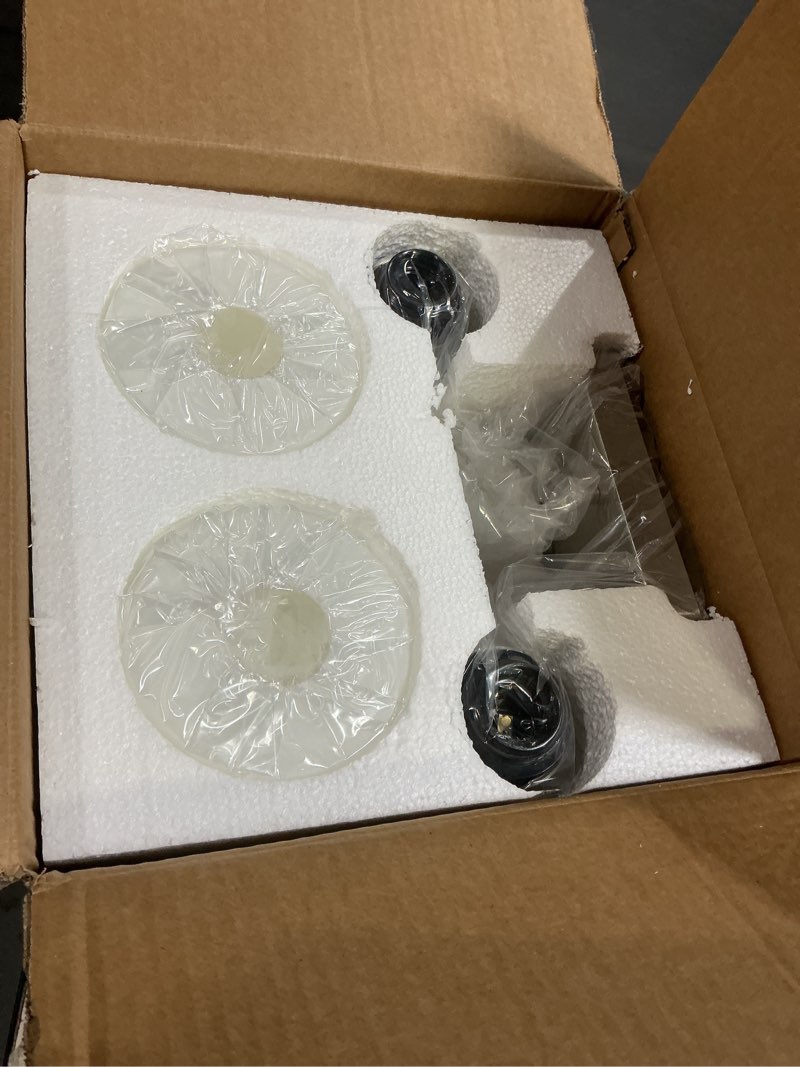 Condition photo showing Good Condition for brushed nickel bathroom light, anti-rust finish 2 light bathroom vanity light brushed nickel, milky white frosted glass shades, e26 socket nickel & milky white glass 2-light