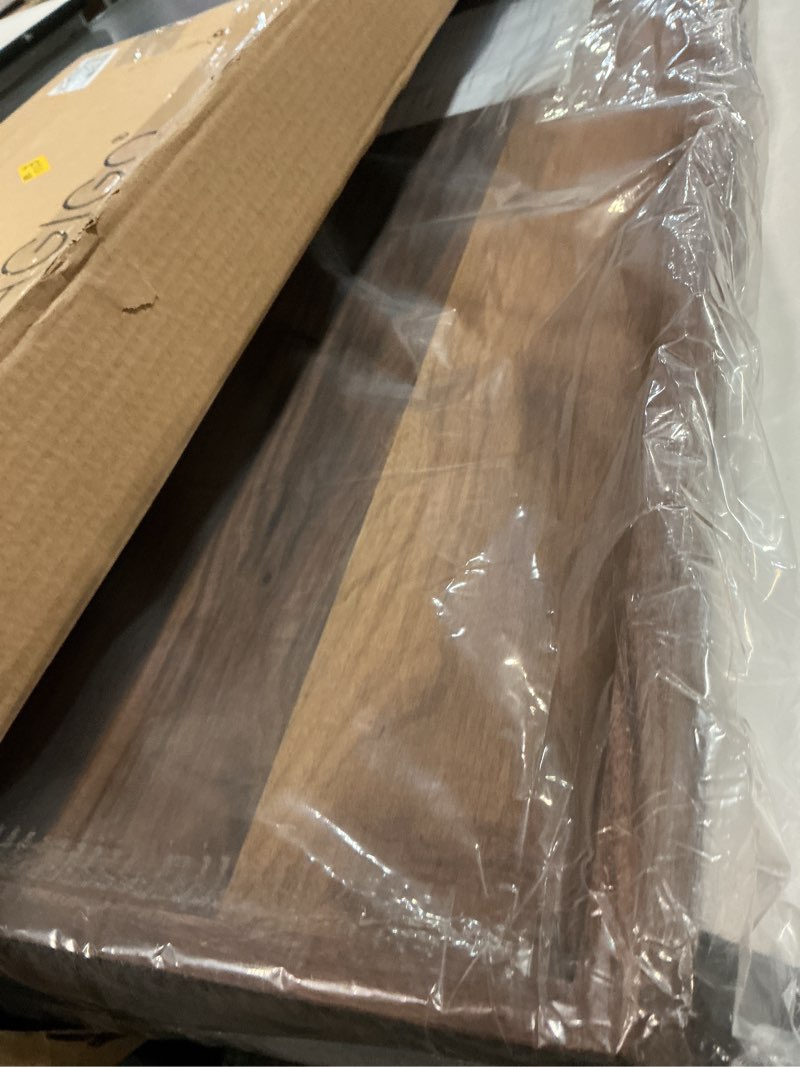 Condition photo showing New/Like New for 32 x 18 Inches Extra Large Rectangle Black Walnut Wood Ottoman Tray with Handles, Serve Tea, Coffee Classic Wooden Decorative Serving Tray