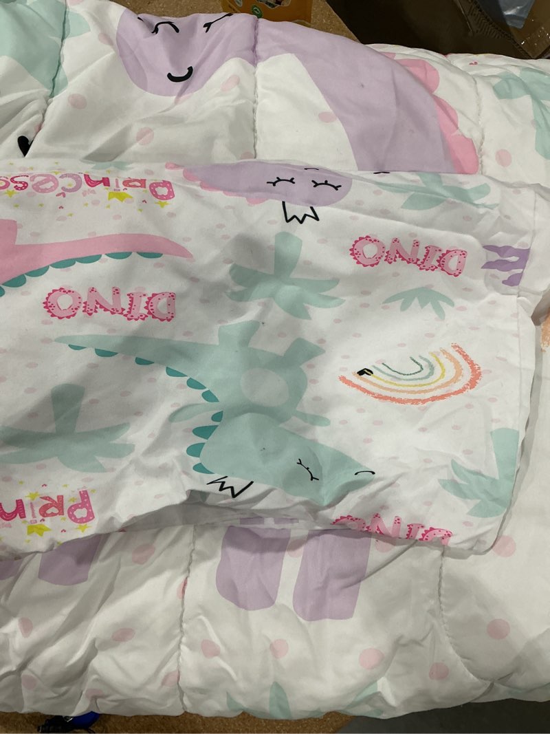 Condition photo showing Good Condition for ninenine twin bedding sets for girls dinosaur comforter set princess bedding toddler comforter sets for kids cute bed sets with 1 comforter 1 pillowcase dinosaur 5045 twin