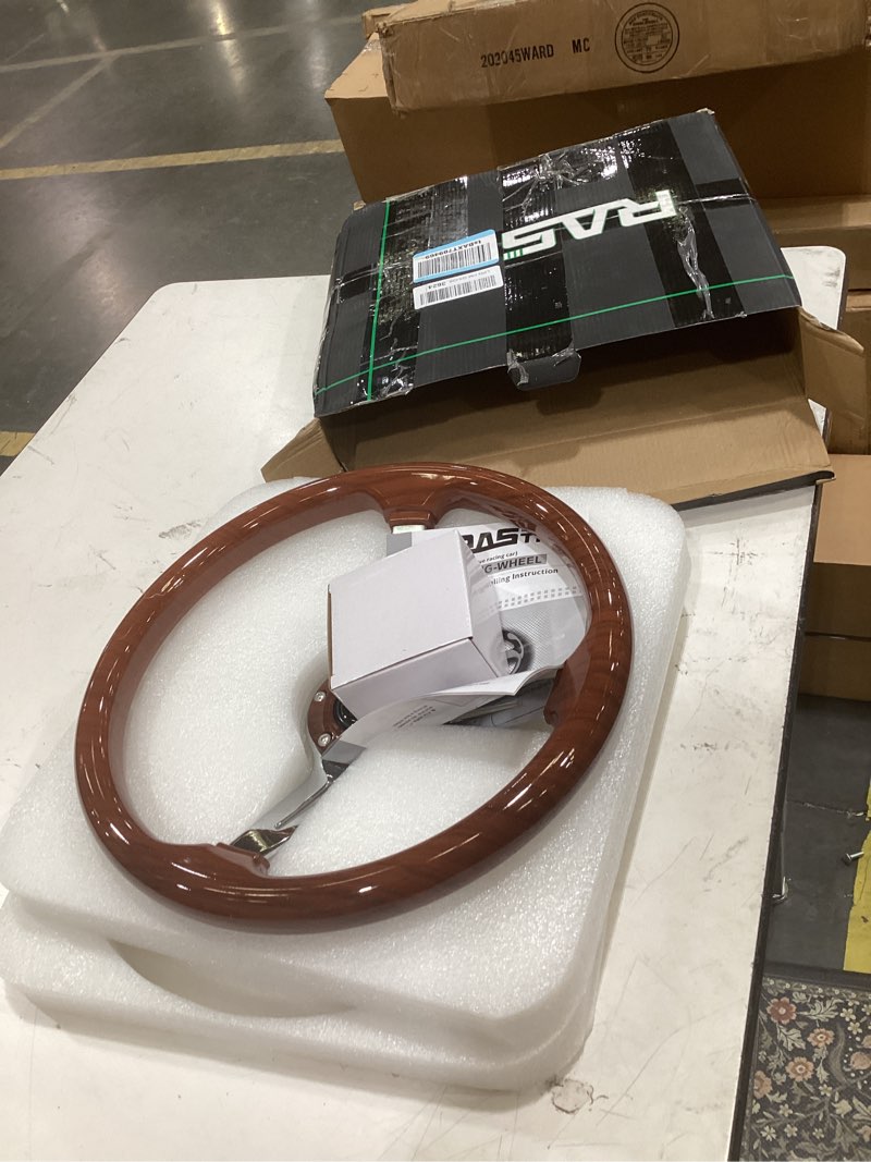 Condition photo showing Good Condition for rastp 13.5 inch wood grain boat steering wheel with 3/4“ axle marine steering wheel adapter for most marine boats,vessels,yachts,pontoons style e