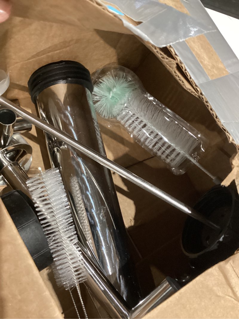 Condition photo showing As Is for hoypeyfiy stainless steel jerky gun sausage maker sausage stuffer handmade beef jerky gun with 5 stainless nozzles meat pusher cleaning brushes kit (2lb)