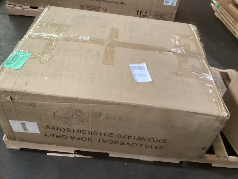 Condition photo showing As Is for Incomplete missing parts *SumKea 55'' 3-in-1 Futon 2-Seater Loveseat Pull Out Couch, Velvet Sleeper Sofa Bed Reclining Backrest, Toss Pillows, Pockets-Perfect for Small Spaces, Living Room Furniture, Gray, Medium