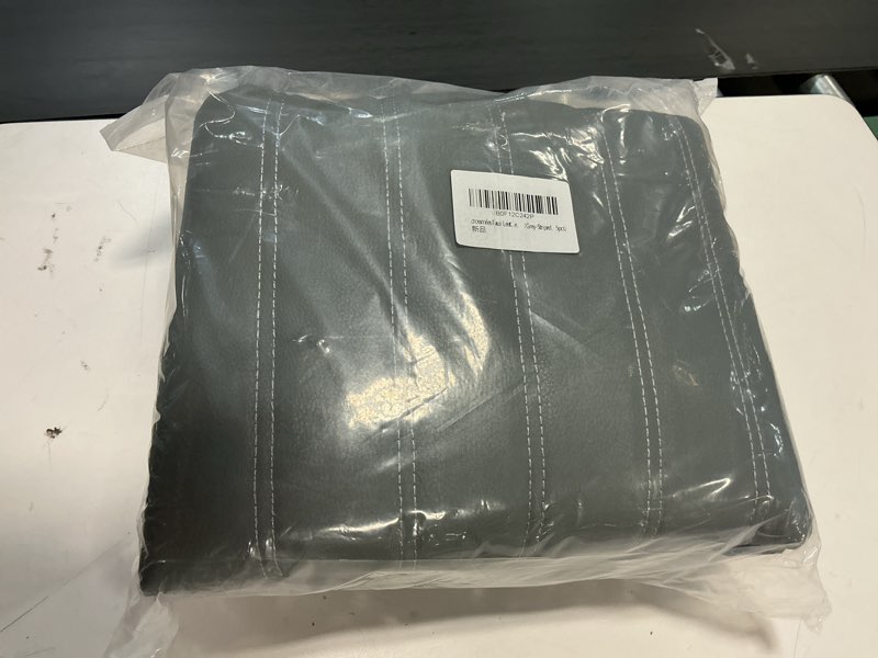 Condition photo showing New/Like New for Faux Leather Car Seat Covers Full Set, Foam Seat Cover for Car, Universal Car Seat Protector with Waterproof and Breath Fit for Cars, Trucks, SUV, Vans(Grey Striped) Grey Striped Full Set