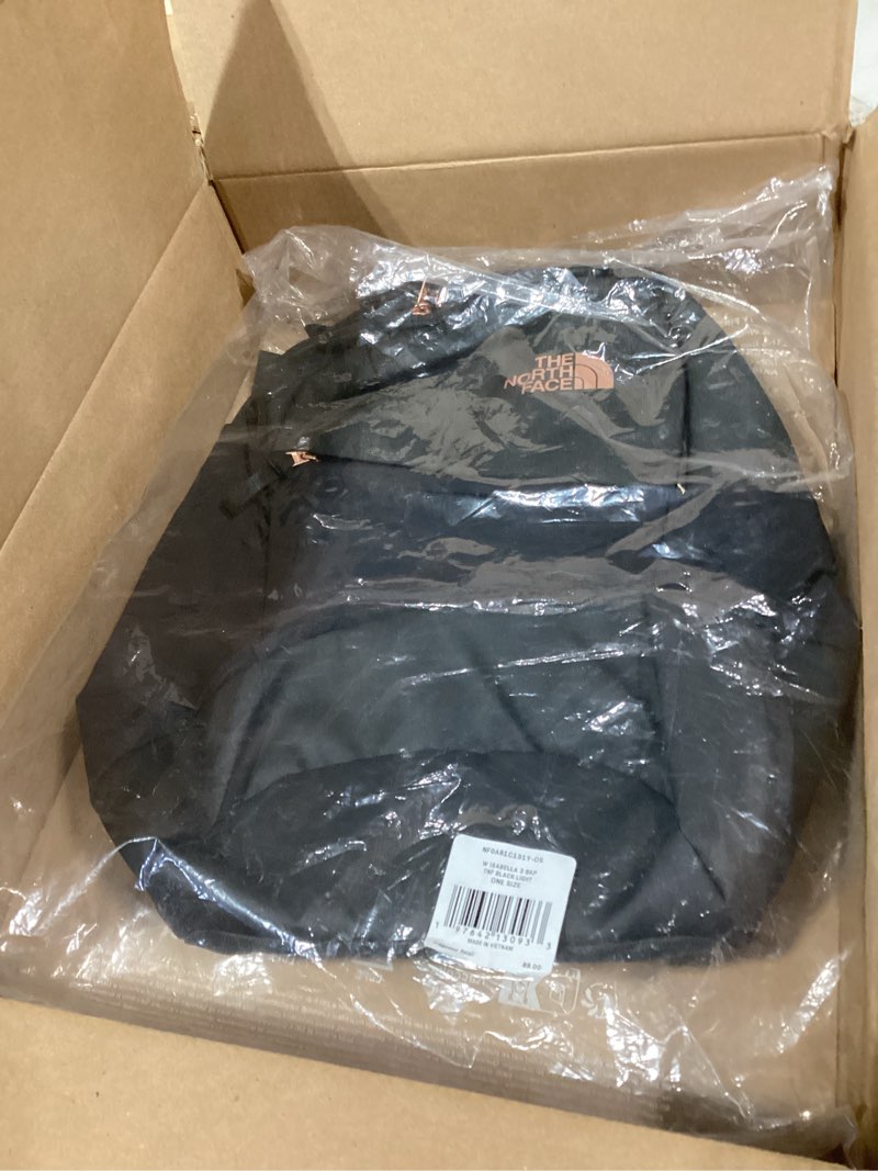 Condition photo showing Good Condition for the north face women's isabella 3.0 backpack | everyday travel bag with 16" laptop sleeve, water-repellent finish, women-specific fit, tnf black light heather/burnt coral metallic-npf, one size one size tnf black light heather/burnt coral metallic-npf