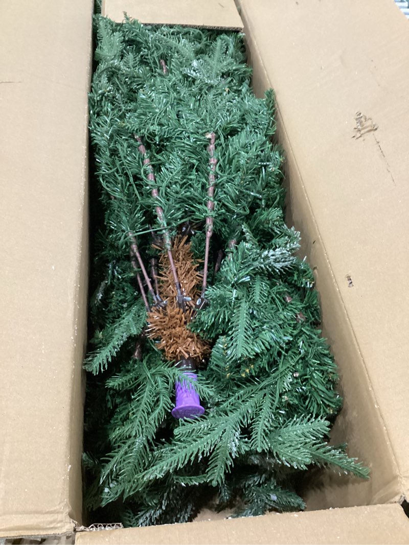 Condition photo showing As Is for dwvo prelit aspen fir christmas tree 7.5ft, atificial christmas tree with 700 led lights, xmax trees green full trees with 1319 metal hinged branch tips & stand, 2 color for home party decoration green 7ft 6in