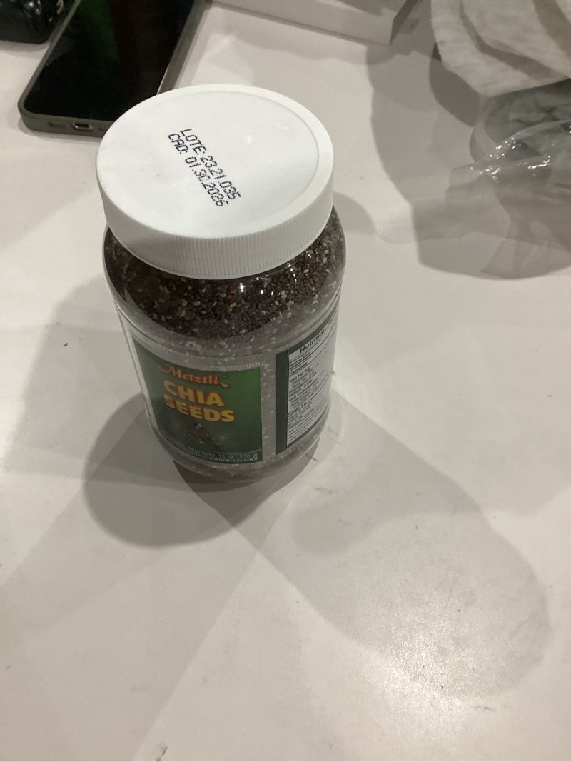 Condition photo showing New/Like New for Metztli Chia Seeds, Superfood, Source of Fiber, Gluten-Free, Sugar-Free, Sodium-Free, 13 Oz, Jar
