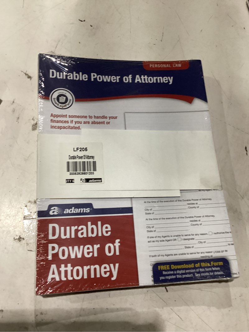 Condition photo showing New/Like New for 6pcs adams durable power of attorney, forms and instructions (lf205), white