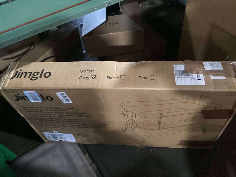 Condition photo showing New/Like New for jimglo 3 in 1 baby bassinet, bedside bassinet for baby, rocking bassinet with comfy mattress and wheels, 6 height adjustable easy folding portable bedside crib for newborn