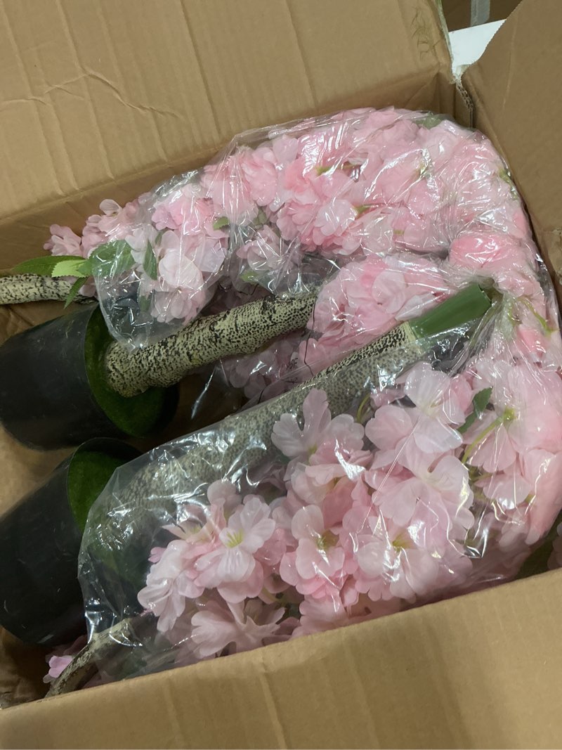 Condition photo showing Good Condition for ousheng 2 pack artificial cherry blossom tree, fake plants indoor decor, faux pink sakura flowers for living room home house entryway bedroom office inside decorations, 4ft 2 4ft