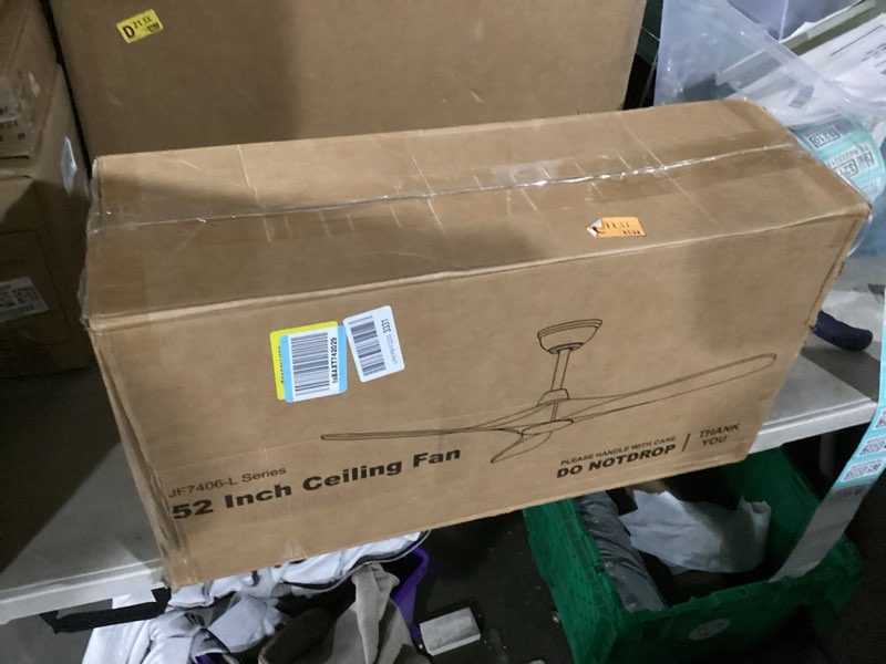 Condition photo showing New/Like New for 52" ceiling fans with lights and remote control, outdoor ceiling fan with lights high cfm quiet 3 blade wood walnut fan, propeller ceiling fan for outdoor/indoor,deep walnut