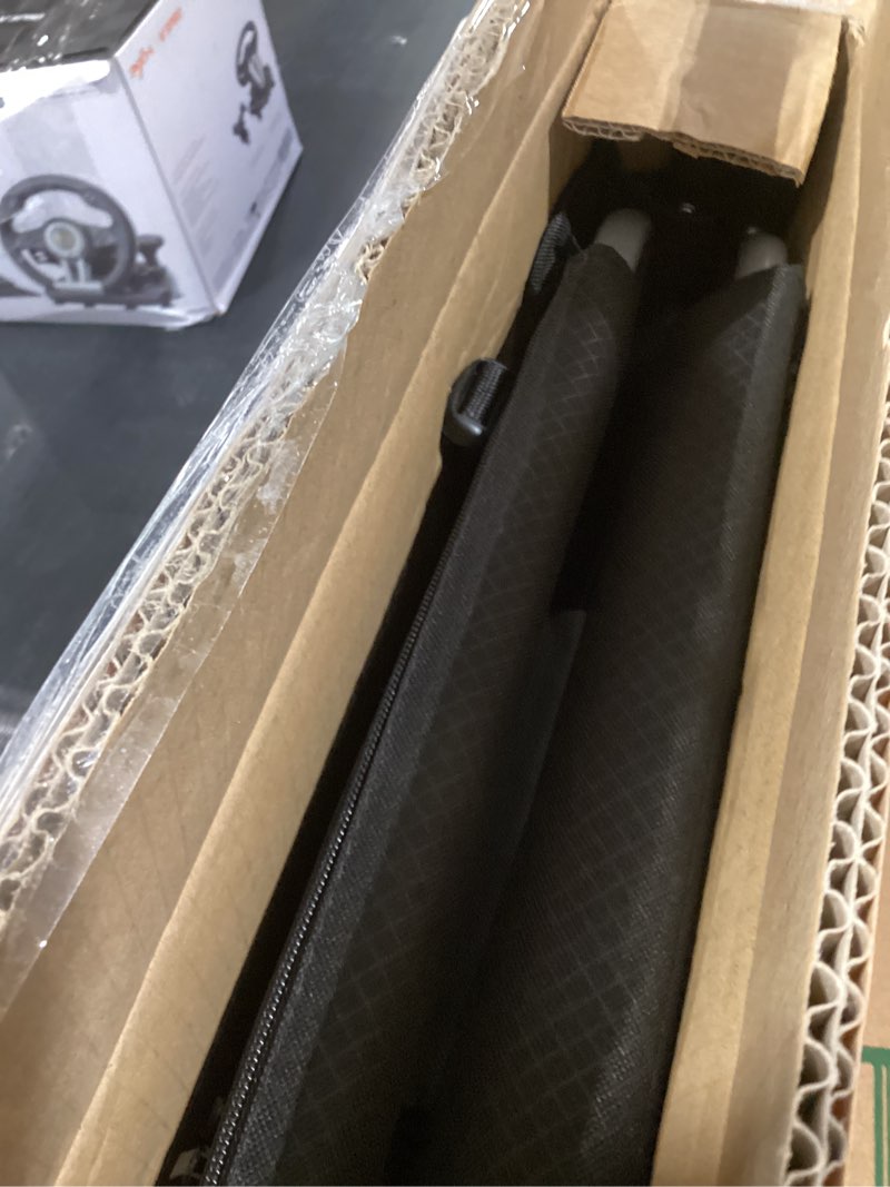 Condition photo showing Good Condition for let's camp folding stadium seat bleacher chair with cup holder, mesh bag and hide hooks, portable stadium chair with back and cushion black grey